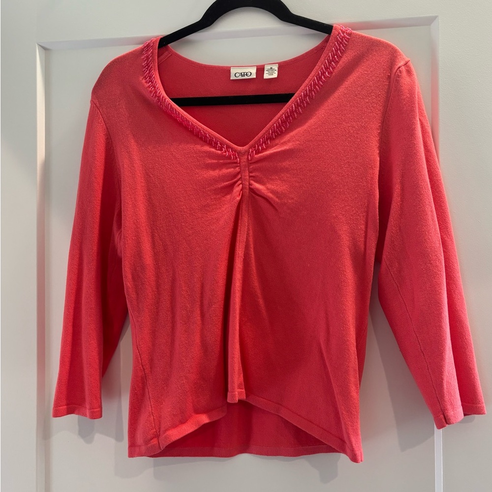 Chico's Coral V-Neck Women's Top